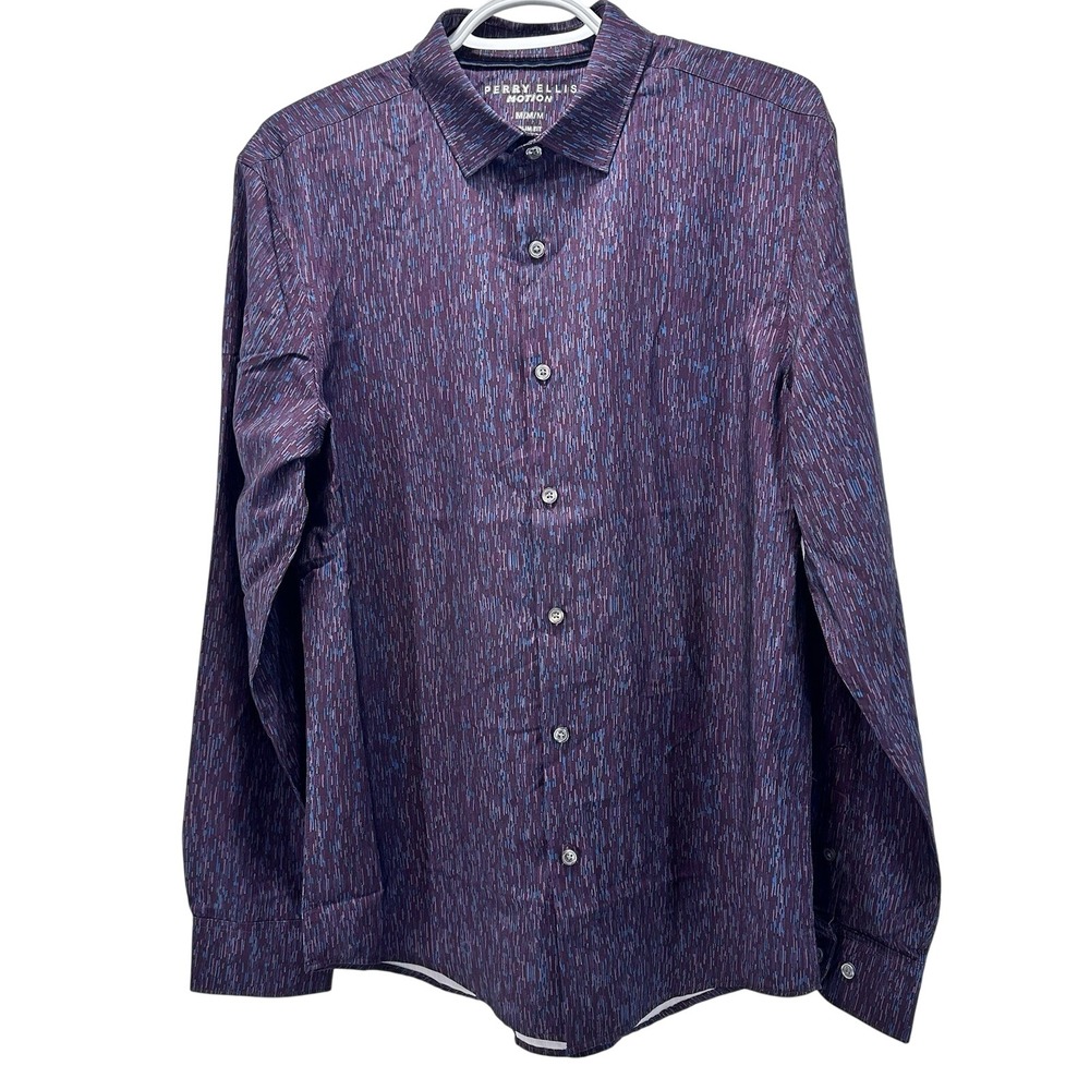 Perry‎ Ellis Motion Shirt Men's M Geometric Print Long Sleeve Multicolor